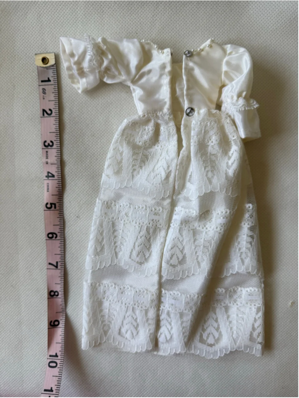 Vintage Barbie - Clone doll Pearl Studded Bodice Tiered Lace Wedding Dress